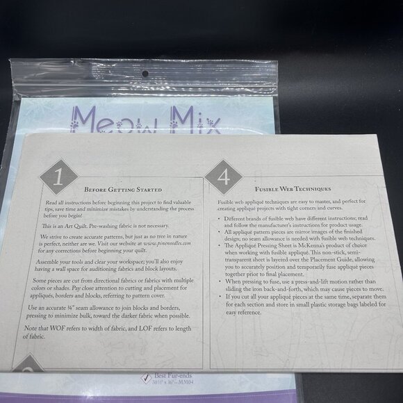 McKenna Ryan Meow Mix “Best Fur-ends” Applique Quilt Sewing Pattern Uncut FF - Picture 5 of 6